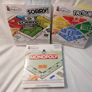Colorforms Hasbro Board Games Monopoly, Sorry And Trouble NEW